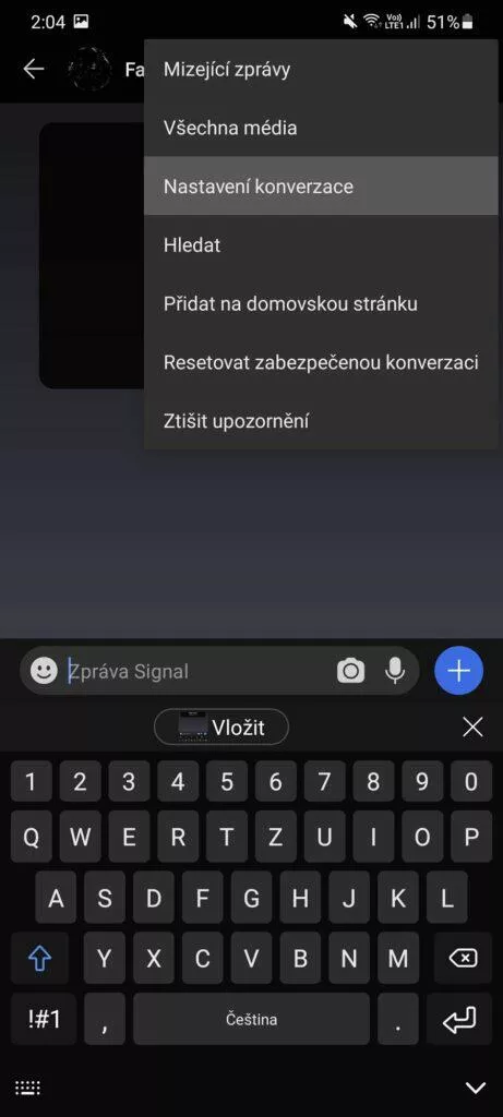 solo konverzace nastavení