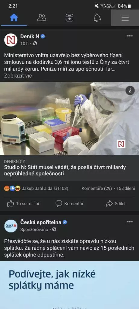 jak zapnout vypnout tmavý režim facebook menu