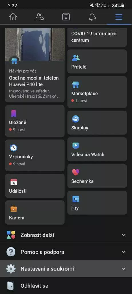 jak zapnout vypnout tmavý režim facebook nastavení