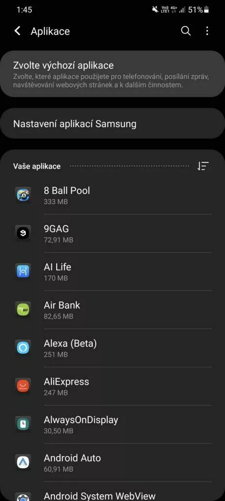 Jak změnit výchozí aplikace One UI nastavení aplikace