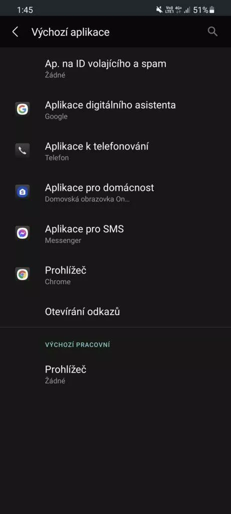 Jak změnit výchozí aplikace One UI výběr