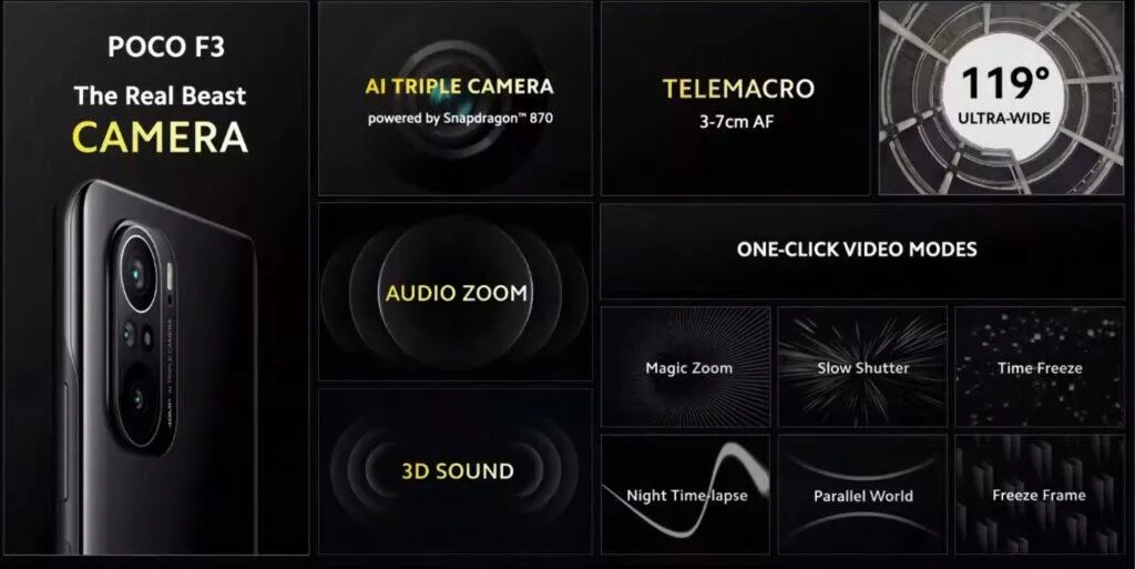 POCO F3 foto video audio