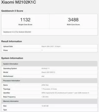 Xiaomi Mi 11 Ultra Geekbench