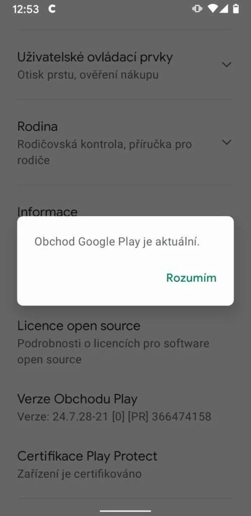 Google Play aktualizace