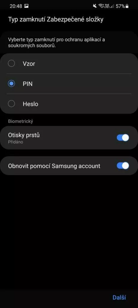 Jak v Samsung mobilu skrýt soubory Zabezpečená složka nastavení odemykání
