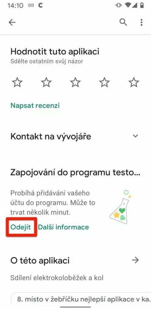 zruseni betatestu