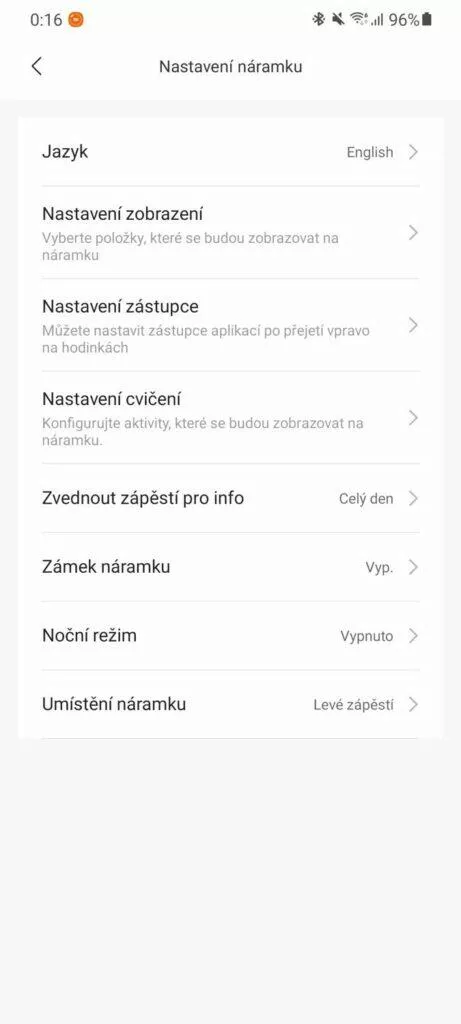aplikace Mi Fit nastavení náramku