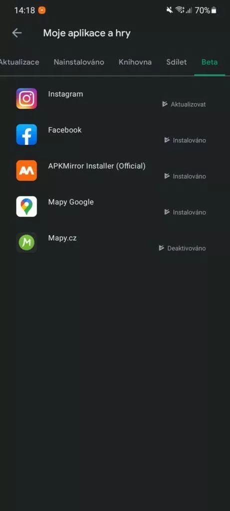 beta seznam aplikace