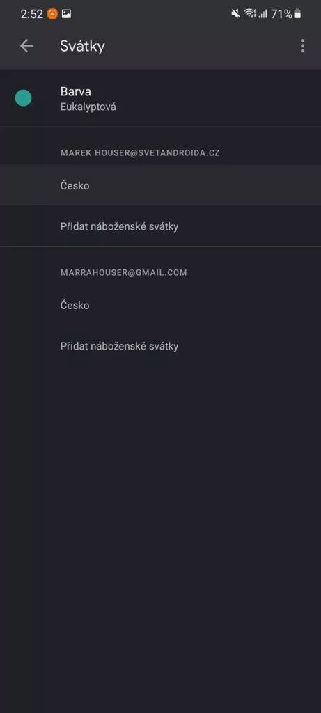 Google Kalendář zobrazování svátků významných dnů nastavení