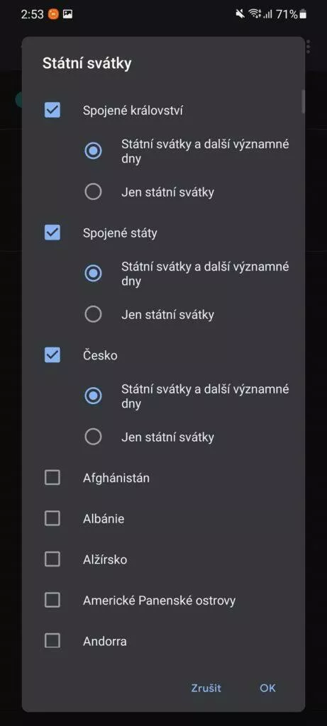 Google Kalendář zobrazování svátků významných dnů více zemí