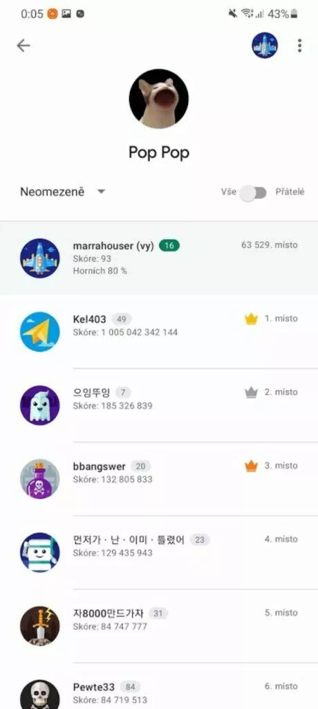 hra popcat mobil zebricek google hry