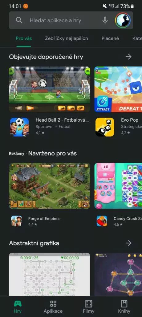 Obchod Play beta předběžný přístup 1 hry hlavní karta
