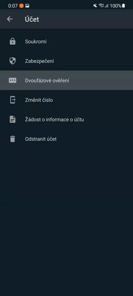 WhatsApp dvoufázové ověření nastavení