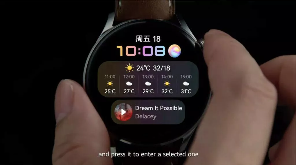 Huawei Watch 3 specifikace cena horní tlačítko stisknutí