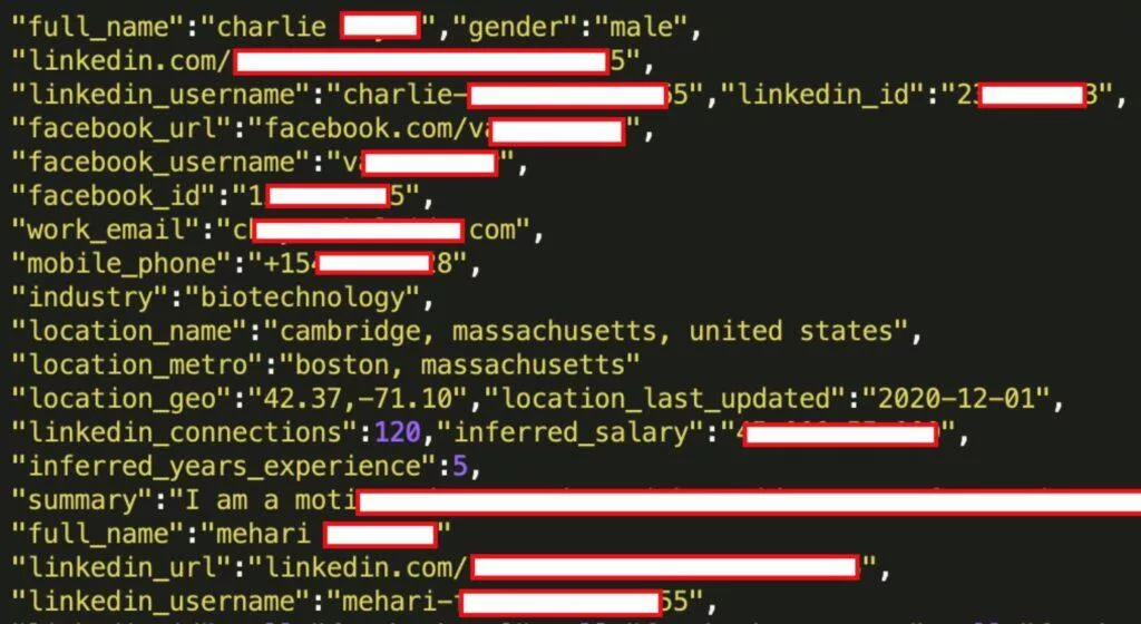 LinkedIn únik uživatelských dat vzorek