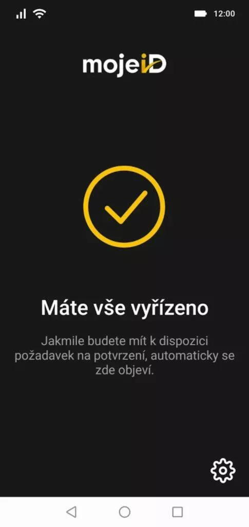 MojeID aplikace Klíč hotovo