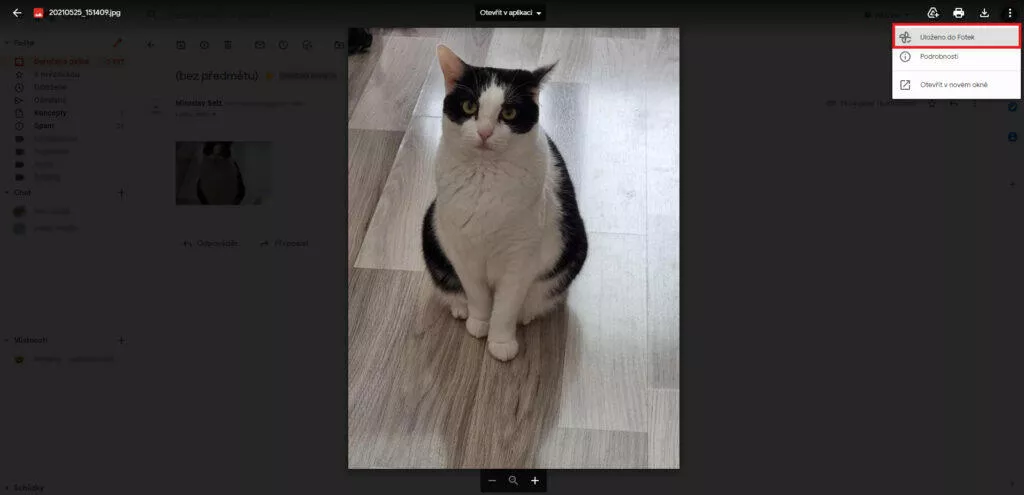 Uložení fotek z Gmailu Fotky Google synchronizace dokončena