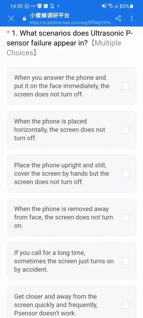 Xiaomi a POCO telefony zhasínání displeje proximity senzor dotazník kdy se to stává