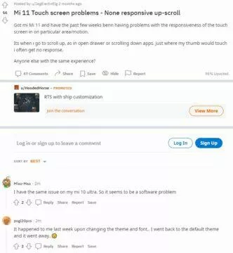 Xiaomi Mi 11 Redmi Note problém nereaguje dotyk fórum reddit
