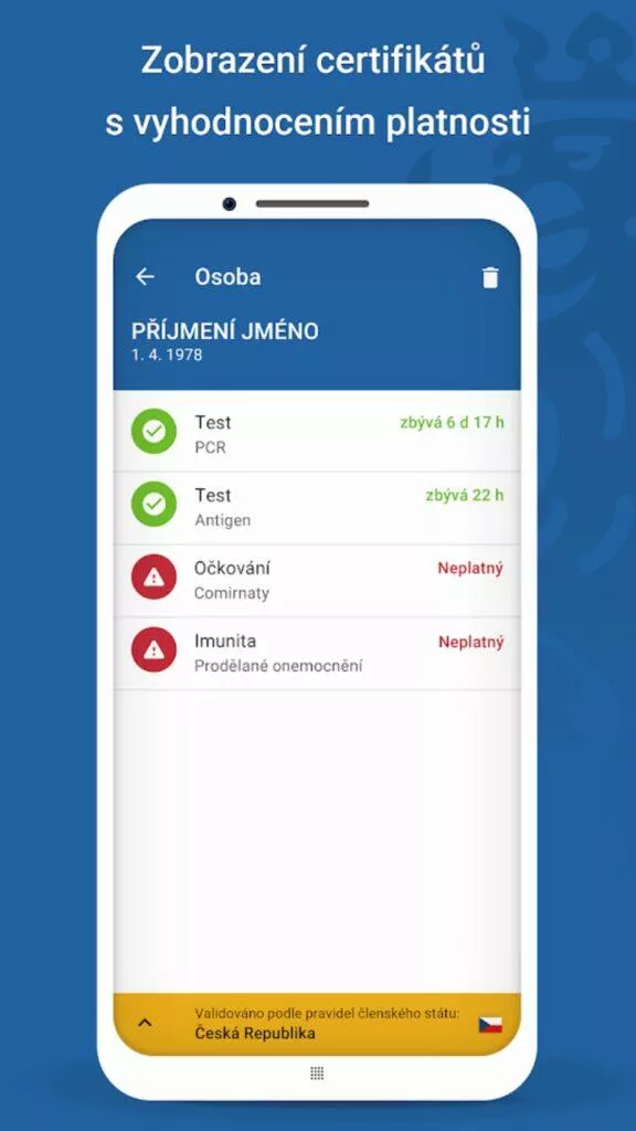aplikace Tečka certifikáty