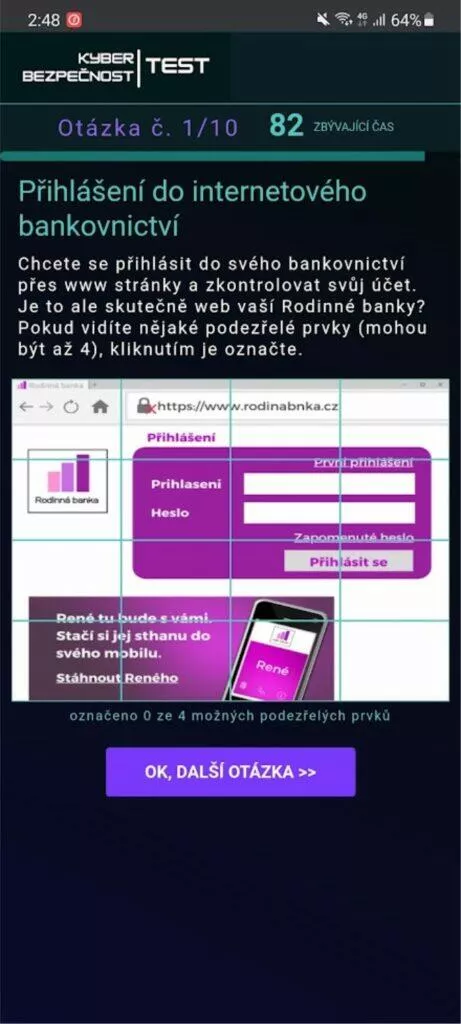 český Kybertest políčka