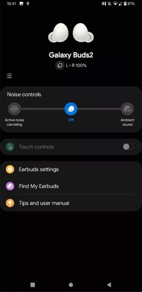 Samsung Galaxy Buds2 AirPods ANC Galaxy Wearable app 1