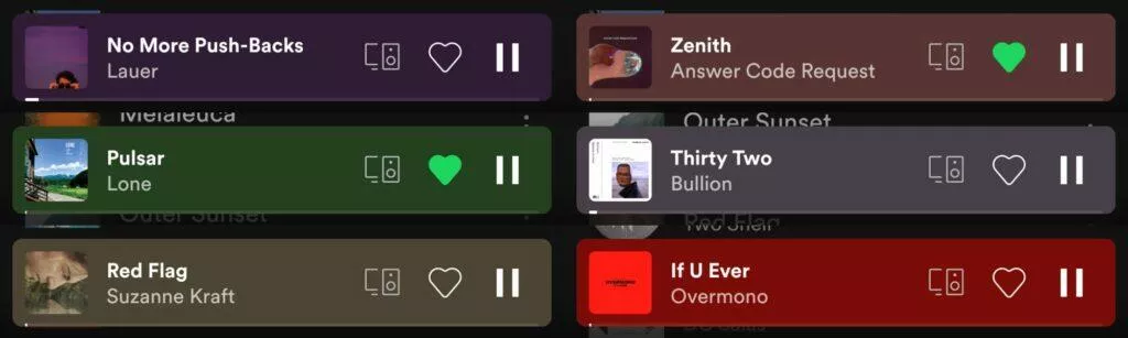 Spotify aplikace spodní menu redesign tlačítka průhlednost