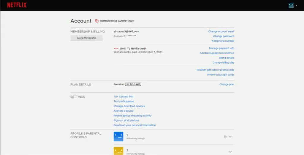 AliExpress levné premium Spotify Netflix YouTube - Netflix detail účtu