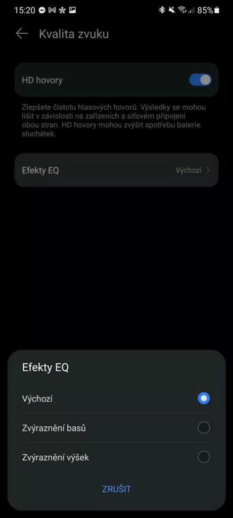aplikace Huawei AI Life 8 kvalita zvuku