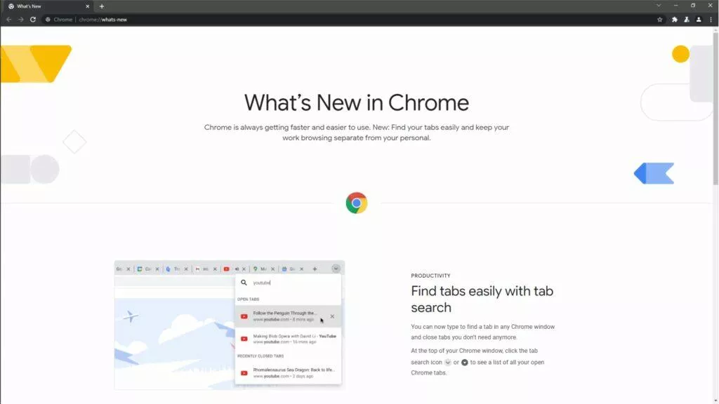 Google Chrome karta Novinky ukázka 1