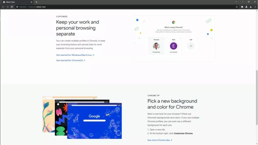 Google Chrome karta Novinky ukázka 2