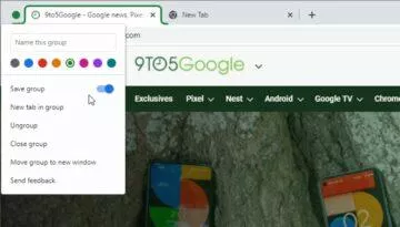 Google Chrome skupiny karet ukládání ukázka
