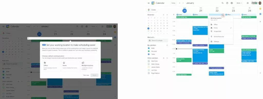 Kalendář Google home office dny