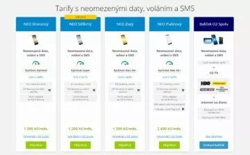 O2 neomezená data tarify
