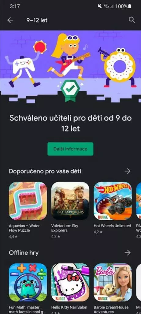 Obchod Play aplikace hry pro děti schváleno učitelem 10 od 9 do 12 let