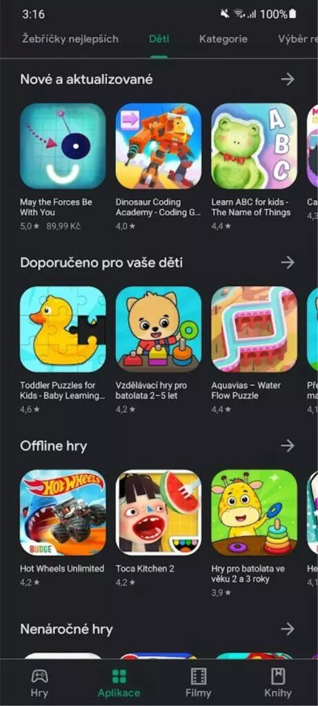 Obchod Play aplikace hry pro děti schváleno učitelem 4 výběr