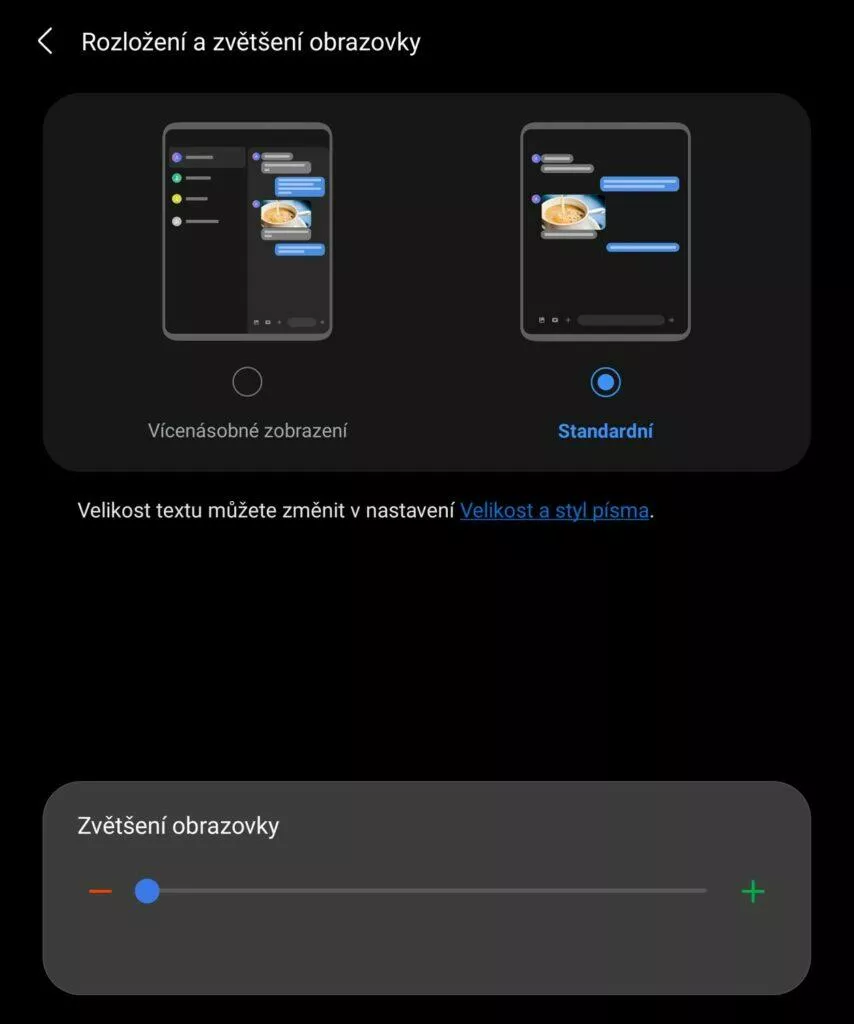 One UI nastavení rozložení