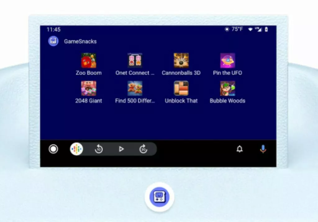 Android Auto hry GameSnacks nabídka