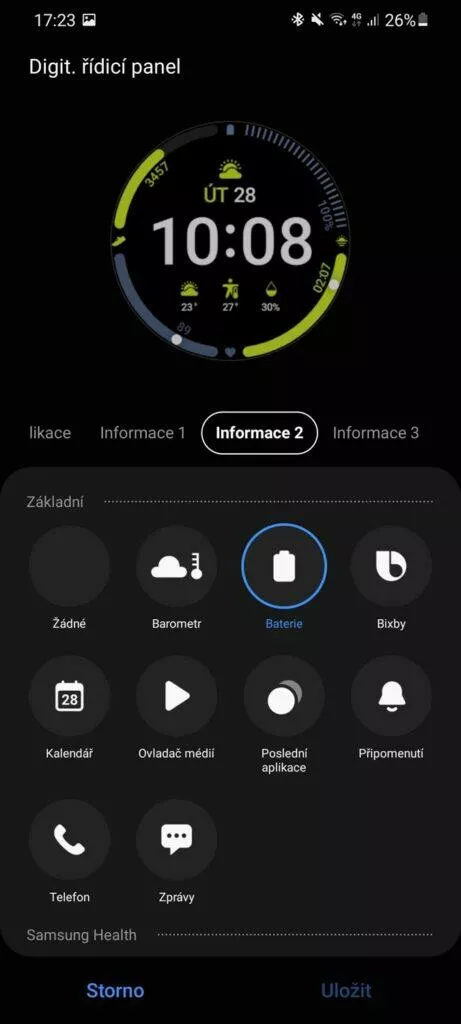 Galaxy Wearable 3 ciferník editace