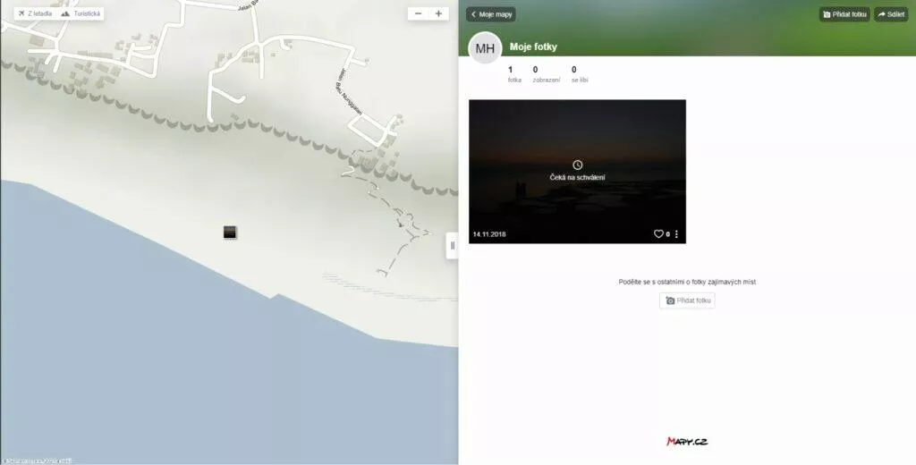 Mapy.cz Moje mapy uživatelský profil fotky