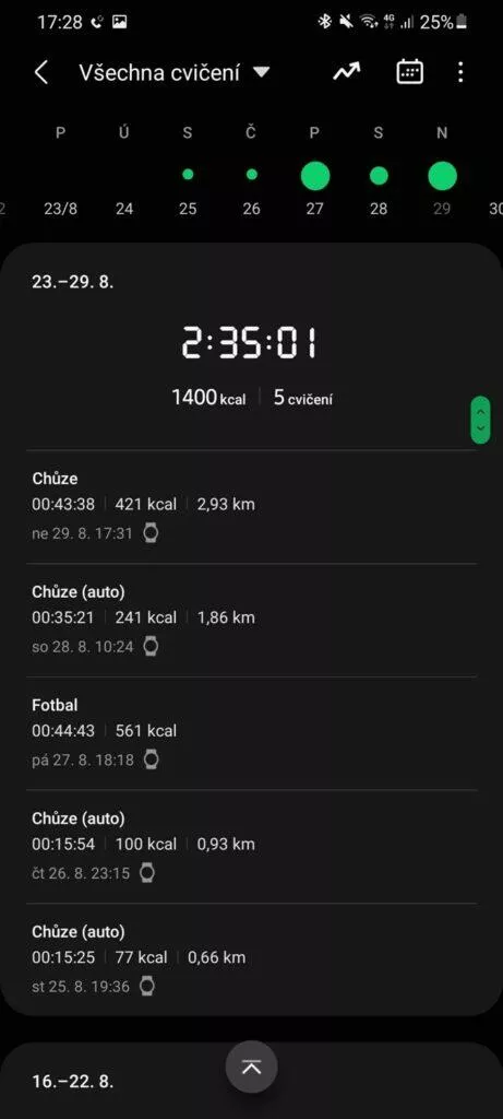 Samsung Health 3 aktivity