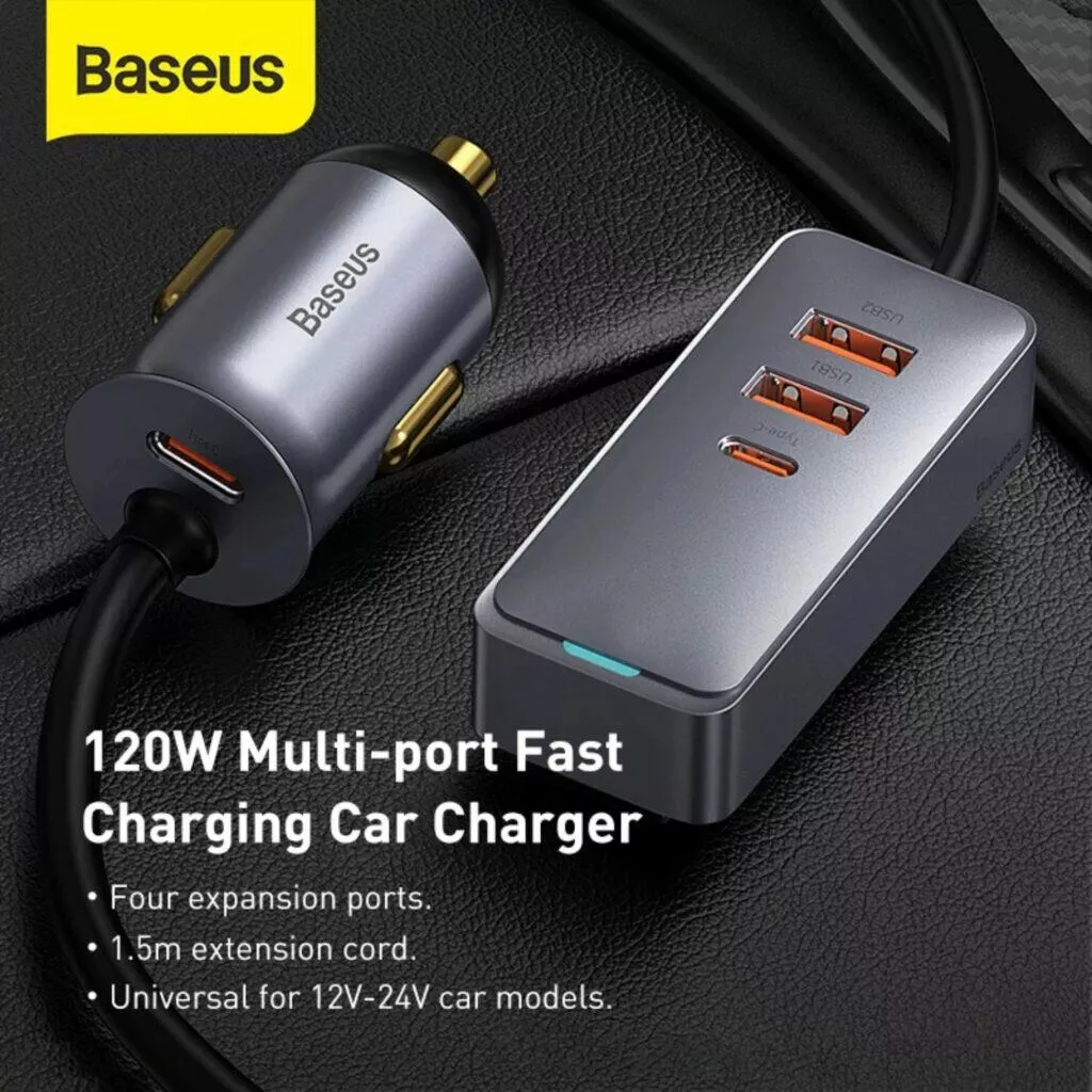 USB 120W adaptér a prodlužovačka Baseus do auta