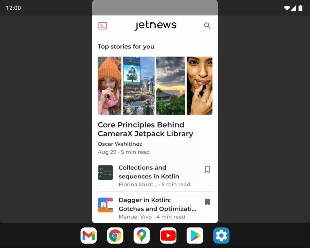 Android 12L novinky ukázky preview multitasking nabídka