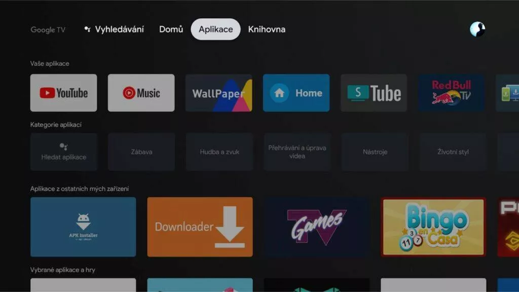 instalace Google TV do Android TV 8 menu