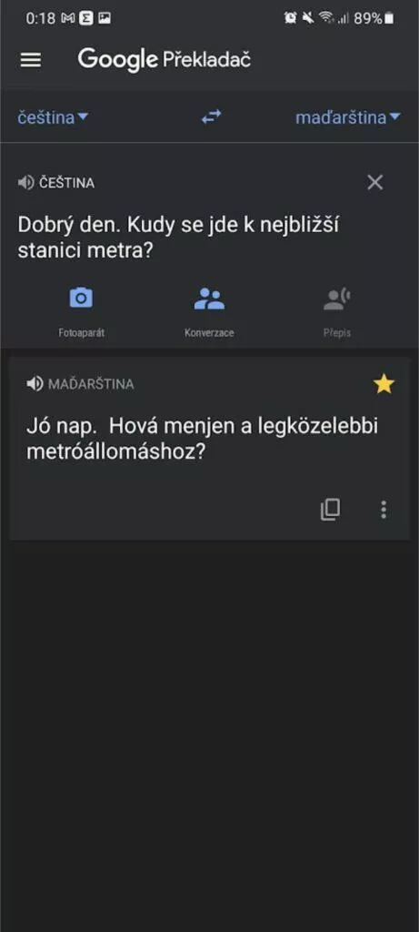 Slovníček frází fráze hvězdička Překladač Google triky 2