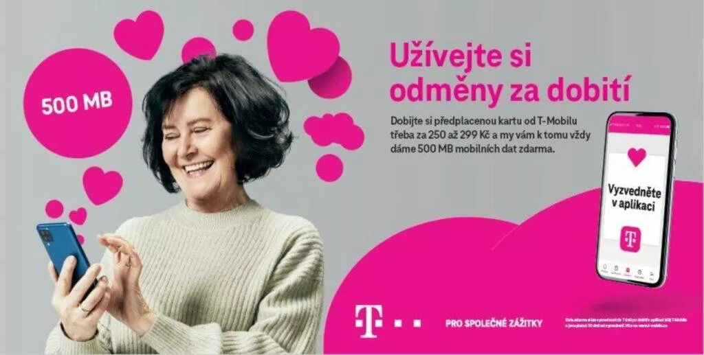 T-Mobile odměny dobití říjen 2021 500 MB