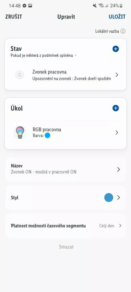 aplikace lidl home 7 automatizace nastaveni