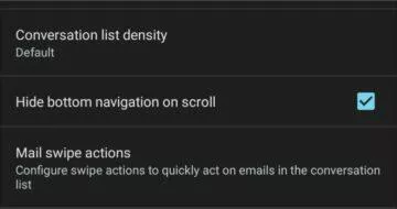 Gmail aplikace spodní panel novinky automatický skrývání