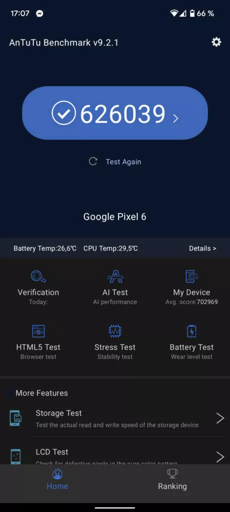 google pixel 6 antutu