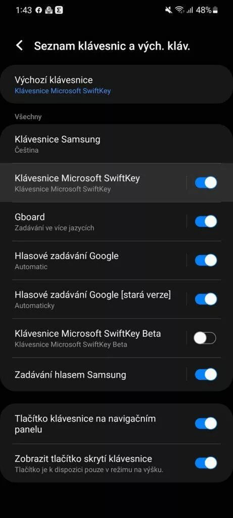 kopírování textu mobil PC klávesnice Microsoft SwiftKey 1 nastavení